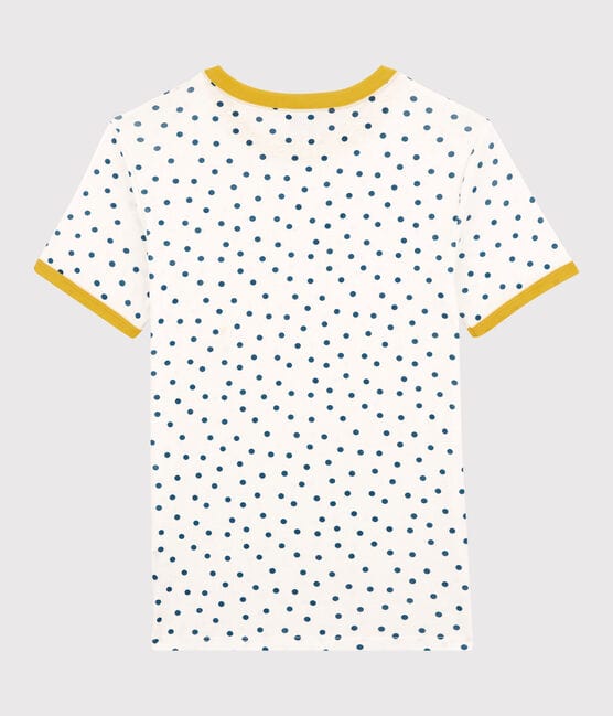 T-shirt col rond à pois en coton  Femme blanc MARSHMALLOW/ MALLARD