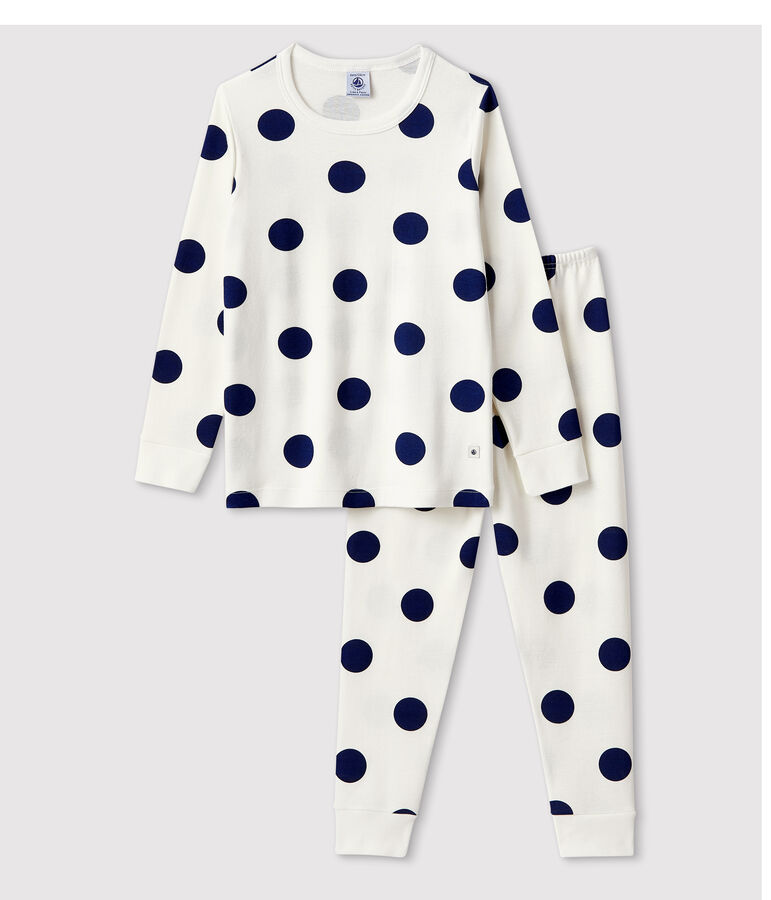 Pyjama imprim&eacute; graphique en coton enfant blanc/bleu