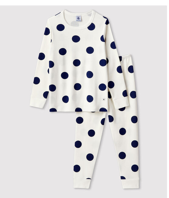 Pyjama imprimé graphique en coton enfant blanc MARSHMALLOW/bleu MEDIEVAL