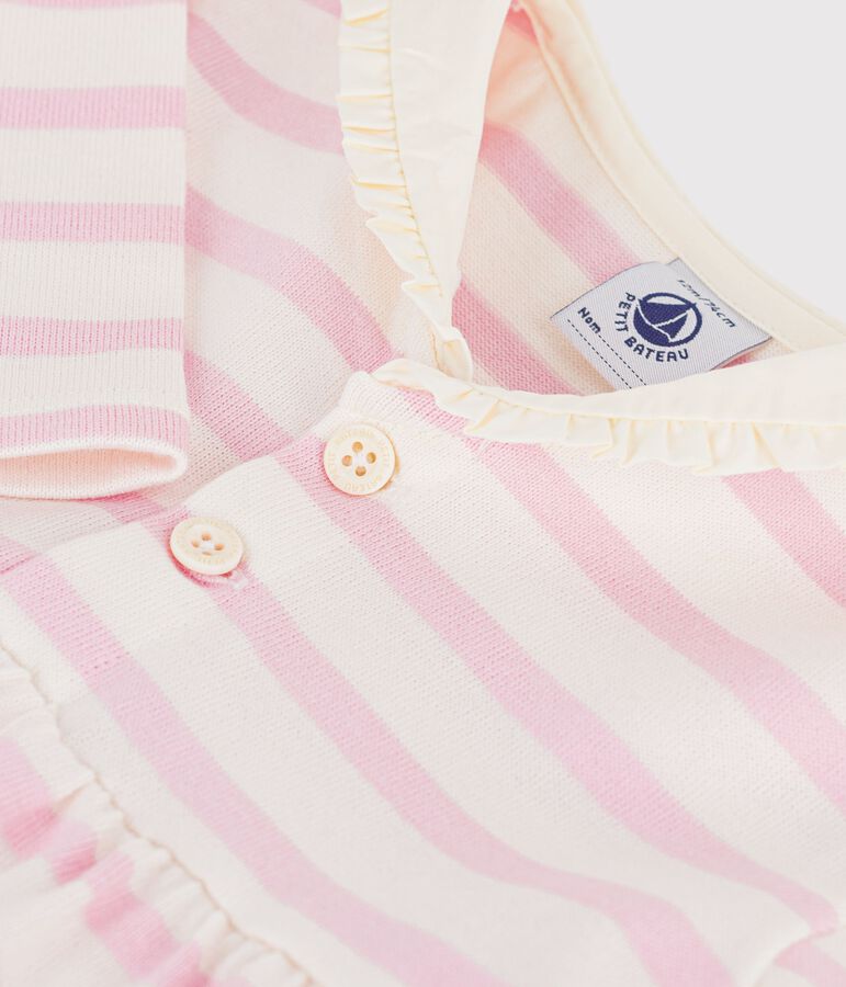 Robe marini&egrave;re b&eacute;b&eacute; en coton manches longues et col marin rose MILK/ MARQUISE