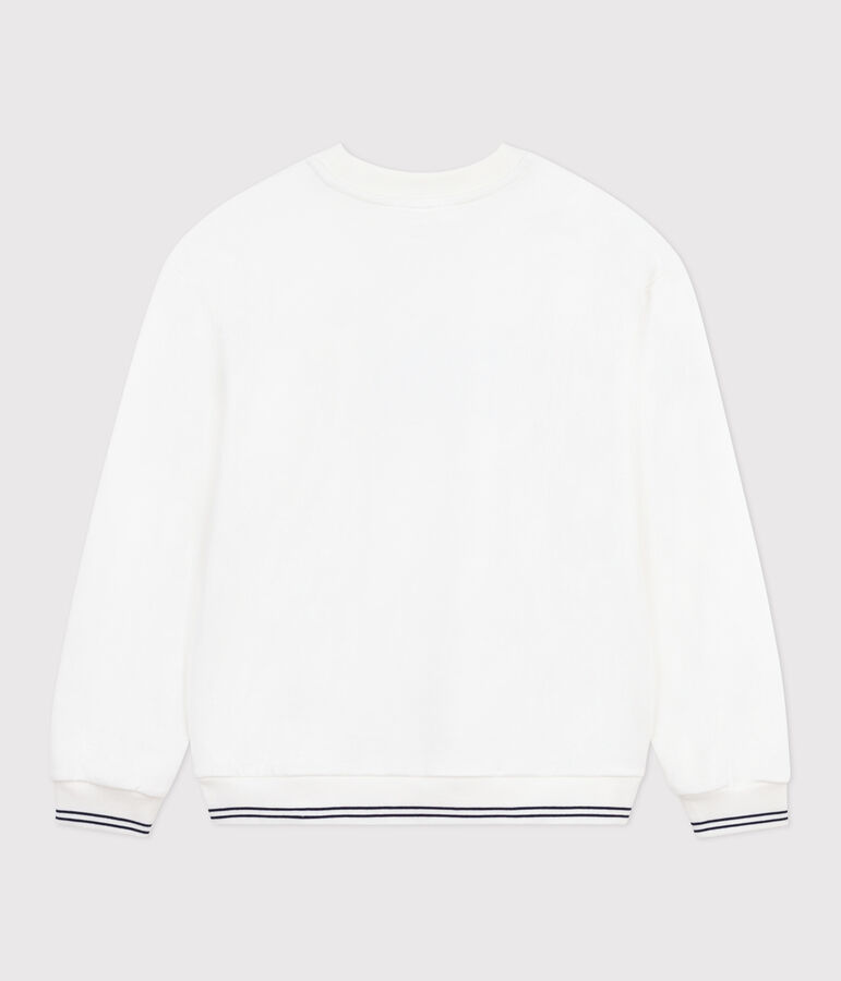 Sweatshirt femme en coton imprim&eacute; blanc MARSHMALLOW