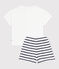 Pyjama short enfant en coton imprimé cœur blanc MARSHMALLOW/bleu SMOKING