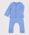 Ensemble bébé deux pièces en coton bleu EDNA/blanc MARSHMALLOW