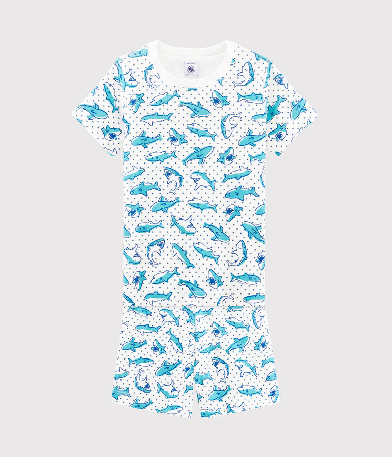 Pyjacourt petit gar&ccedil;on en c&ocirc;te blanc MARSHMALLOW/blanc MULTICO