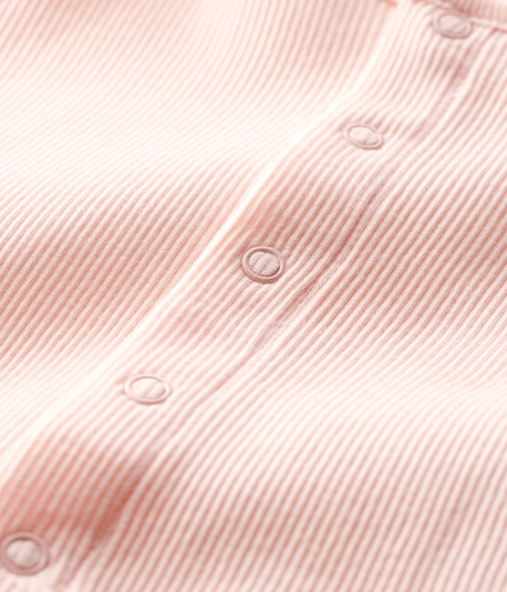 Cardigan bébé en côte 2x2 en coton biologique rose FLEUR