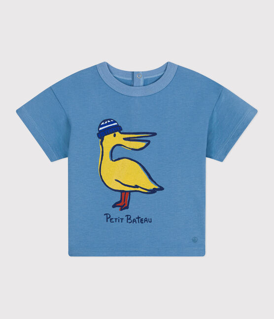 T-shirt bébé en coton à manches courtes uni bleu ALASKA