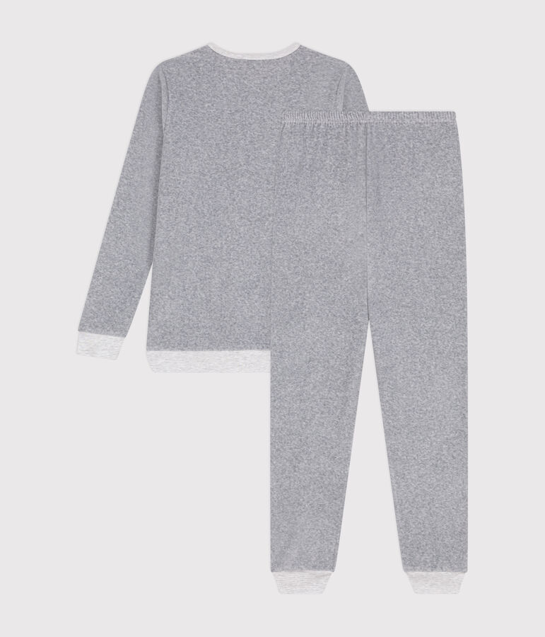Pyjama uni en velours junior CALCE = FUMEE CHINE