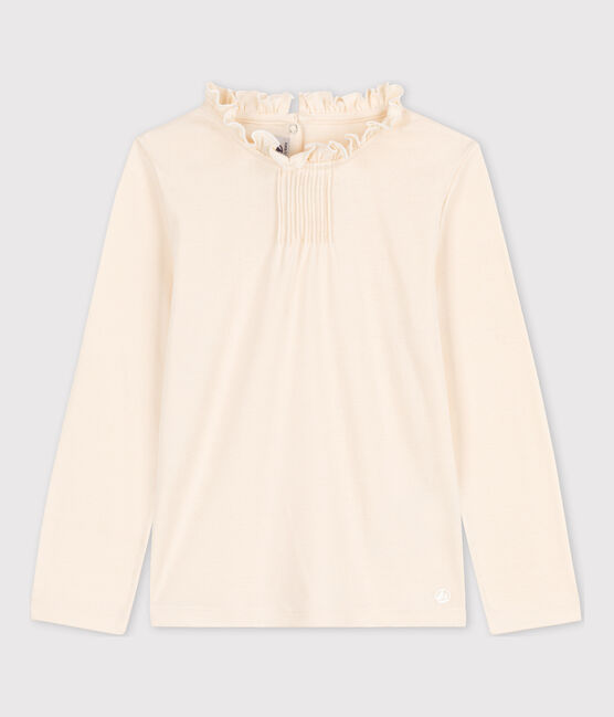 Tee-shirt manches longues en coton enfant fille écru AVALANCHE