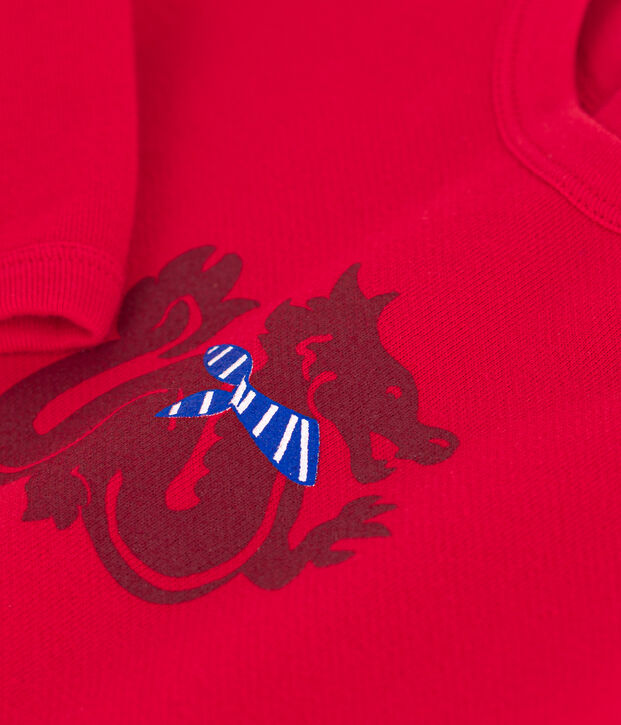 Combinaison longue en molleton b&eacute;b&eacute; rouge