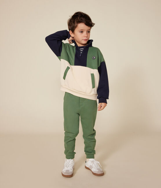 Sweatshirt col camionneur en molleton enfant garçon blanc AVALANCHE/ MULTICO