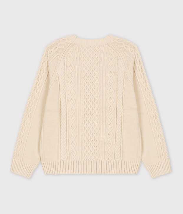 Pull Irlandais en coton Femme &eacute;cru