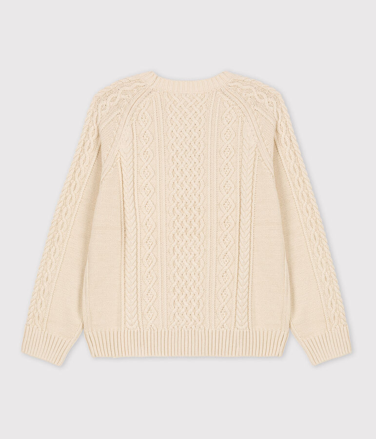 Pull Irlandais en coton Femme &eacute;cru