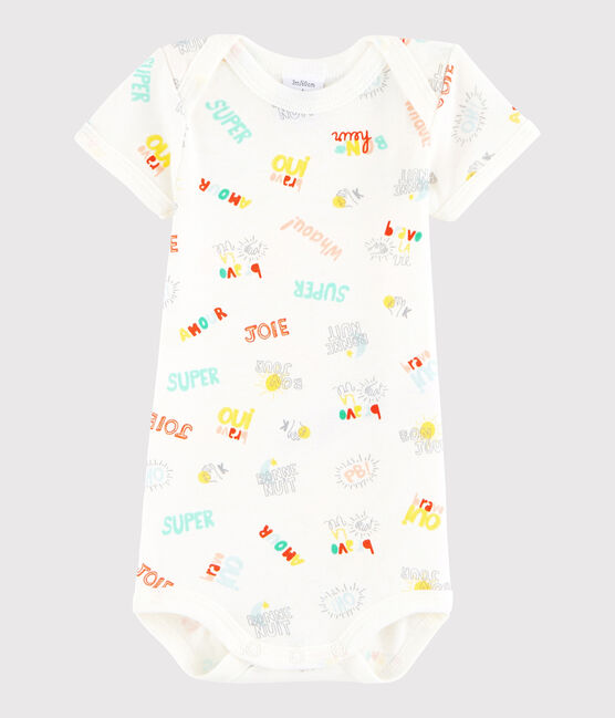 Body manches courtes bébé fille-garçon blanc MARSHMALLOW/blanc MULTICO