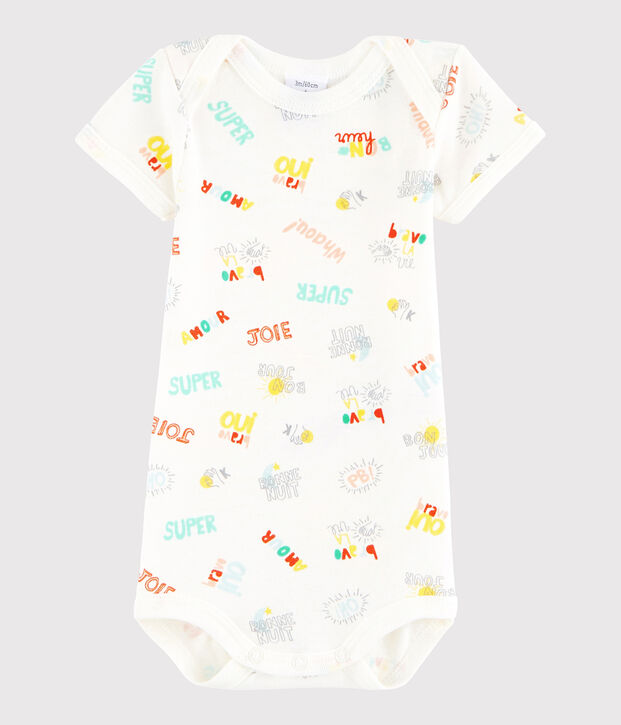 Body manches courtes b&eacute;b&eacute; fille-gar&ccedil;on blanc/multicouleur