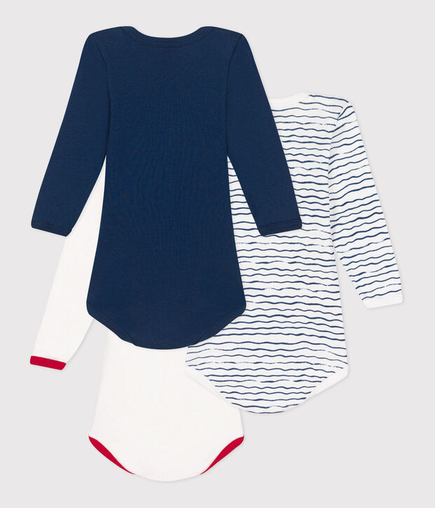 Lot de 3 bodies manches longues en coton b&eacute;b&eacute; multicouleur