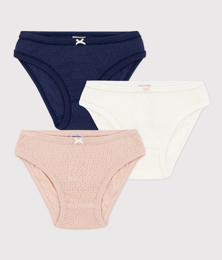 Lot de 3 culottes unies en coton ajour&eacute; petite fille variante 1