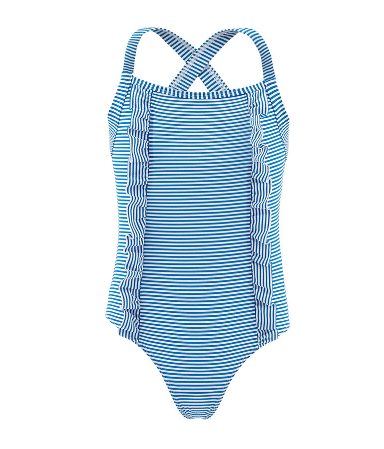 Maillot de bain 1 pi&egrave;ce enfant fille bleu/blanc