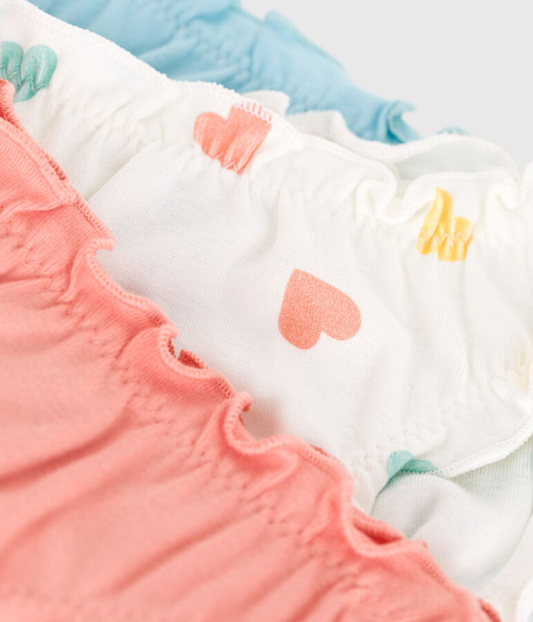 Lot de 3 culottes enfant en coton froufrou imprim&eacute; c&oelig;urs variante 1