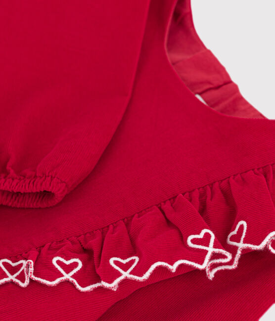 Robe enfant manches longues en velours unie rouge TERKUIT