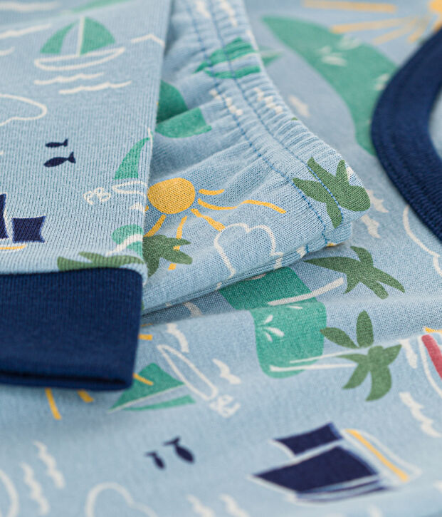 Pyjama ajust&eacute; explorateur en coton enfant bleu/multicouleur