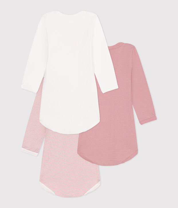 Lot de 3 bodies manches longues en coton b&eacute;b&eacute; multicouleur