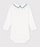 Body b&eacute;b&eacute; en coton uni &agrave; col brod&eacute; blanc