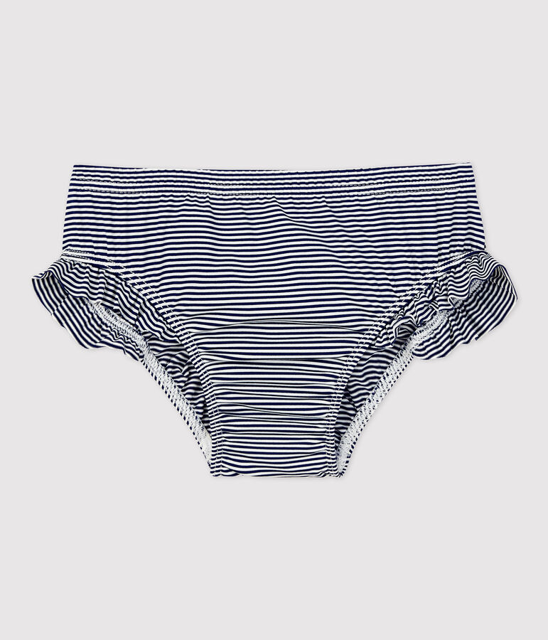 Bas de maillot de bain en mati&egrave;re recycl&eacute;e b&eacute;b&eacute; bleu MEDIEVAL/blanc MARSHMALLOW