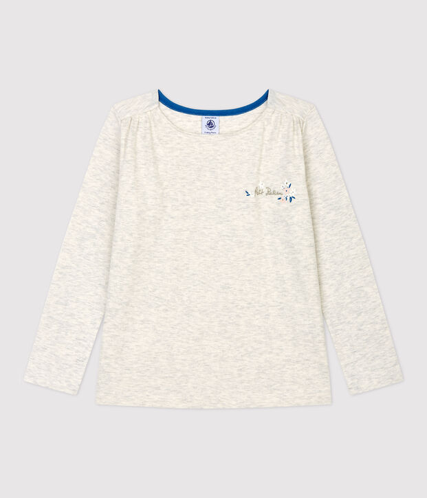 Tee-shirt manches longues en coton enfant fille beige