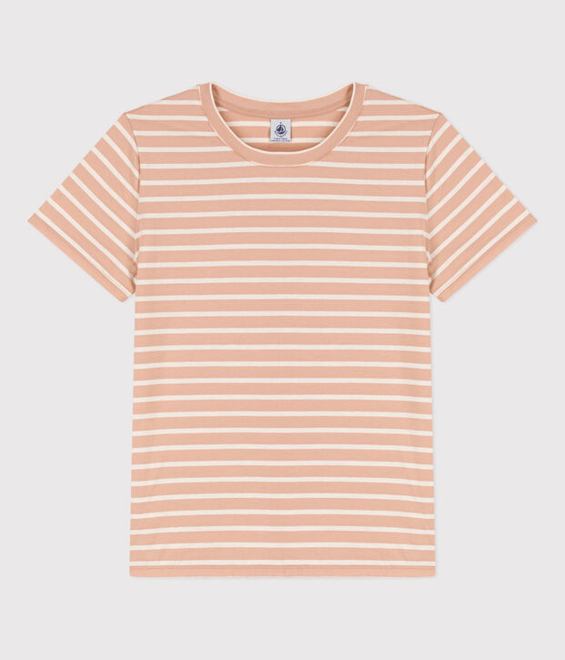 Tee-shirt LE DROIT col rond en coton Femme beige/&eacute;cru