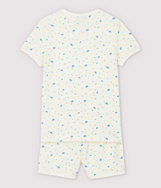 Pyjacourt à fleurs petite fille en coton et lin blanc MARSHMALLOW/blanc MULTICO