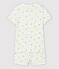 Pyjacourt à fleurs petite fille en coton et lin blanc MARSHMALLOW/blanc MULTICO
