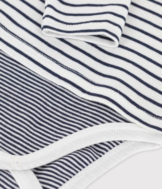 Body marinière en coton bio bébé blanc MARSHMALLOW/bleu SMOKING