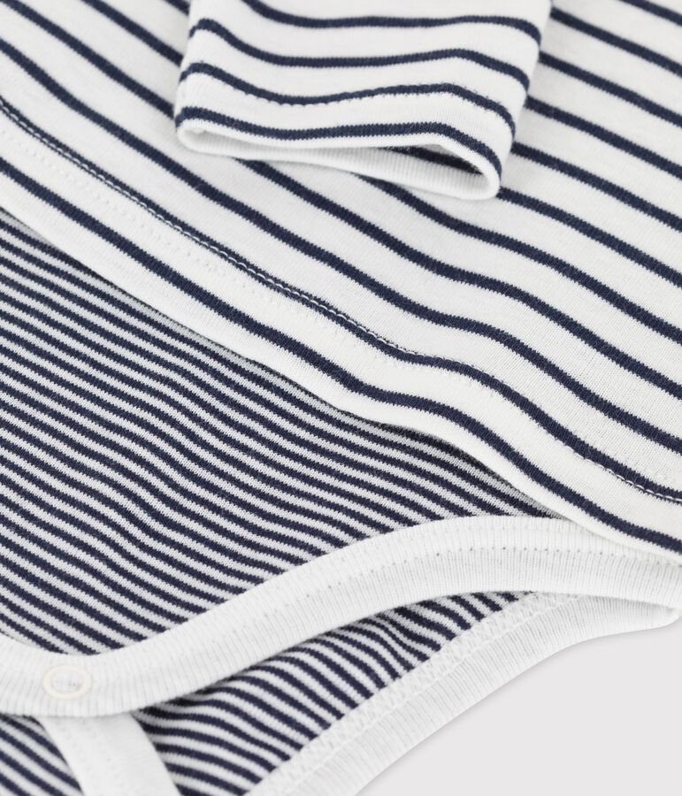 Body marini&egrave;re en coton bio b&eacute;b&eacute; blanc MARSHMALLOW/bleu SMOKING