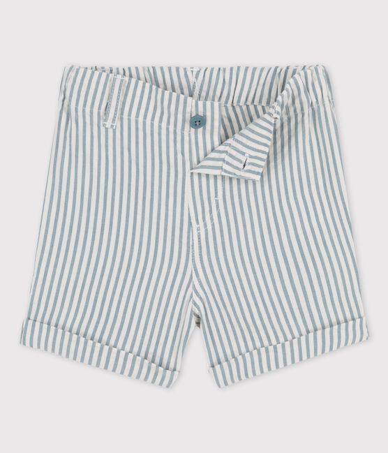 Short rayé en seercucker bébé bleu BRUT/blanc MARSHMALLOW
