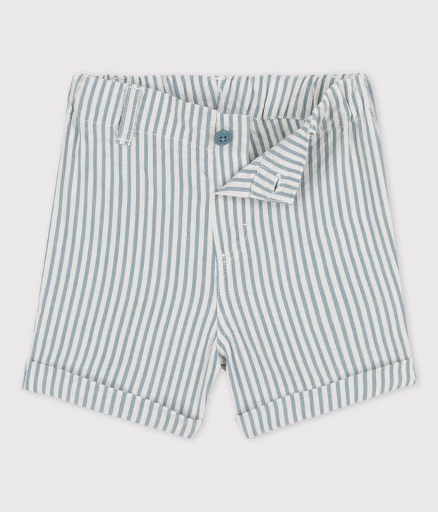 Short ray&eacute; en seercucker b&eacute;b&eacute; vert/blanc