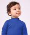 Body b&eacute;b&eacute; col roul&eacute; en coton uni bleu