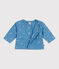 Veste bébé en coton matelassée, imprimé petites fleurs bleu ALASKA/blanc MARSHMALLOW