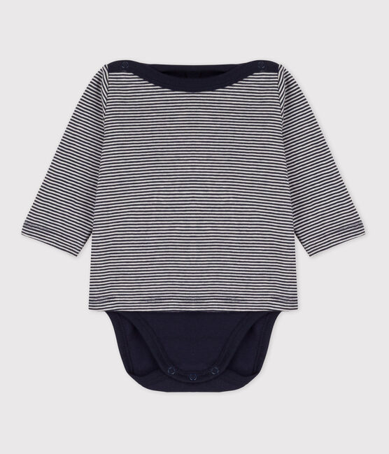 Body t-shirt bébé en coton bleu SMOKING/blanc MARSHMALLOW