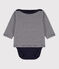 Body t-shirt bébé en coton bleu SMOKING/blanc MARSHMALLOW