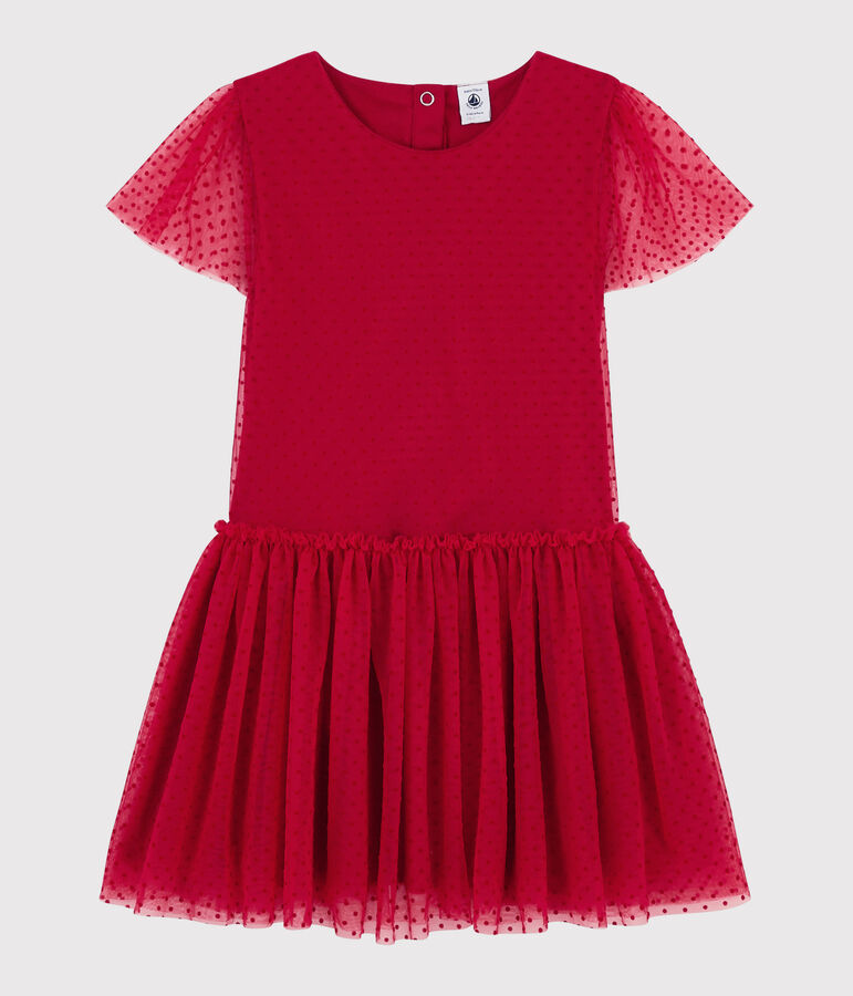 Robe manches courtes enfant fille rouge TERKUIT