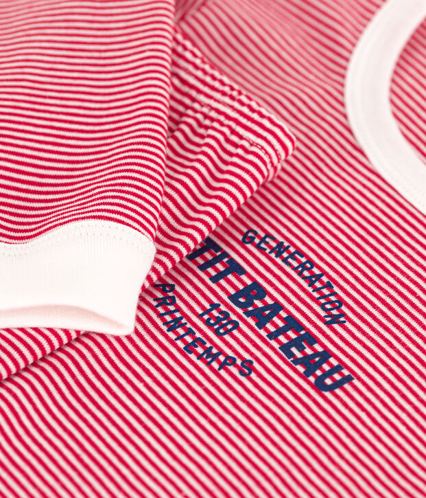 Pyjama milleraies en coton enfant rouge/blanc