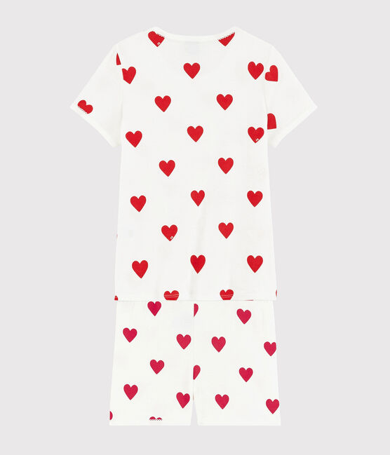 Pyjacourt cœur petite fille en coton blanc MARSHMALLOW/rouge TERKUIT