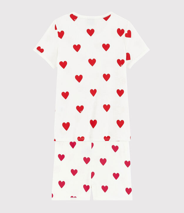 Pyjacourt c&oelig;ur petite fille en coton blanc/rouge