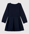 Robe manches longues coton et tubique enfant fille bleu SMOKING