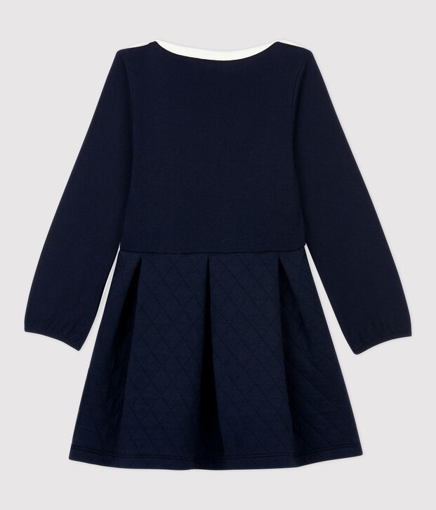 Robe manches longues coton et tubique enfant fille bleu