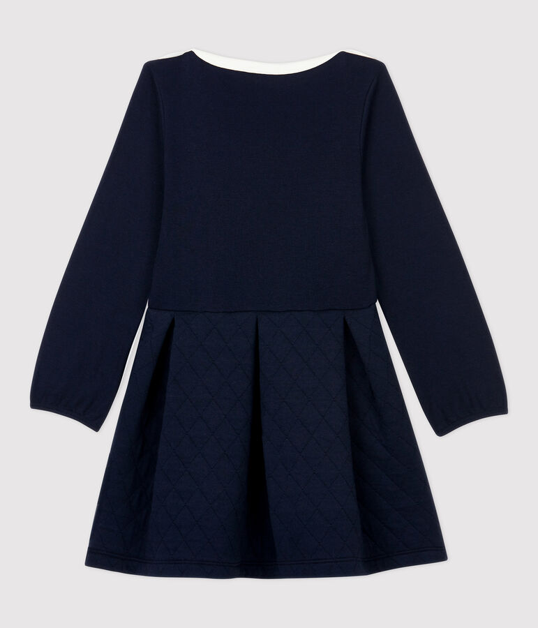Robe manches longues coton et tubique enfant fille bleu SMOKING