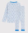 Pyjama à étoiles bleues petit garçon en tubique blanc MARSHMALLOW/blanc MULTICO