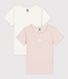 Lot de 2 tee-shirts manches courtes milleraies petite fille en coton