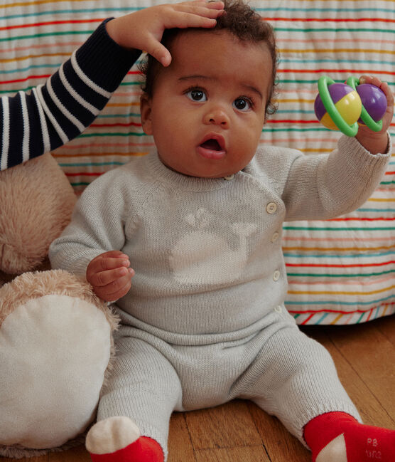 Ensemble 2 pièces en tricot laine et coton bébé beige MONTELIMAR CHINE