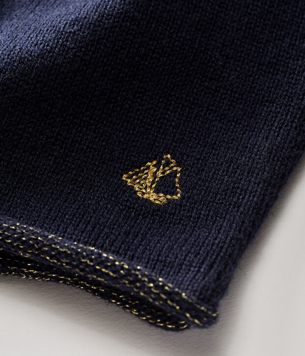 Cardigan essentiel b&eacute;b&eacute; fille en tricot laine et coton bleu marine